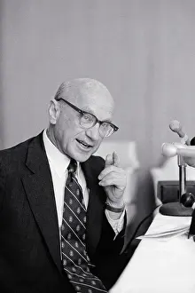 Portrait of Milton Friedman Gesturing While Speaking