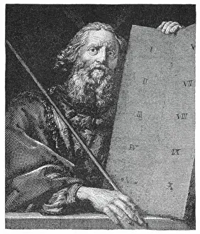 Prints of Copyright has expired on this artwork. From my own archives, digitally restored World Religion Prints: Portrait of Moses, most important prophet in Judaism and one of the most important prophets in Christianity