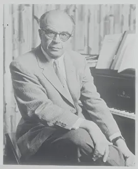 Lufthansa Prints: Portrait of Musical Director Franz Allers Posing at Piano