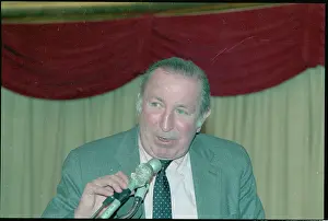 Portrait of National Baseball League President Charles Feeney at Microphones