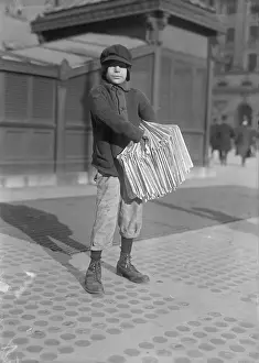Everyday Scene Prints: Portrait of Newsboy (10-12 years) Selling Papers on Park Row
