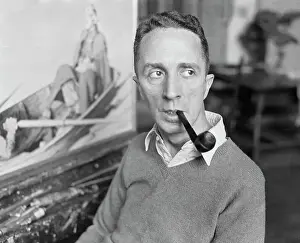 Portrait of Norman Rockwell Smoking His Pipe