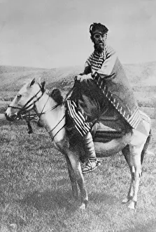Portrait of Occultist Aleister Crowley Sitting on Donkey