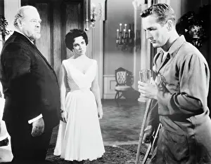 Portrait of Paul Newman, Elizabeth Taylor and Burl Ives