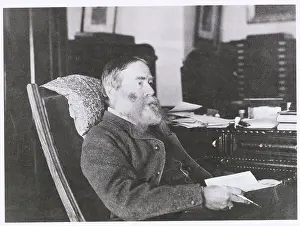 Cambridge Prints: Portrait of Poet James Russell Lowell in His Office