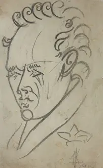 Pencil On Paper Prints: Portrait Of The Poet Vasili Kamensky (1884-1961)
