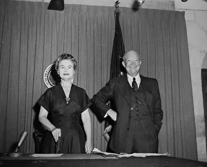 Portrait of President Eisenhower and Oveta Culp Hobby