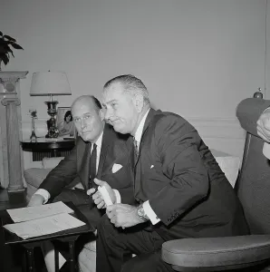 Nicholas De B Prints: Portrait of President Johnson and Nicholas deB. Katzenbach