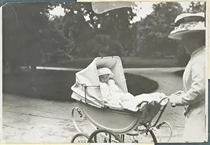 Infancy Prints: Portrait of Queen Juliana as a Baby Being Taken for a Stroll