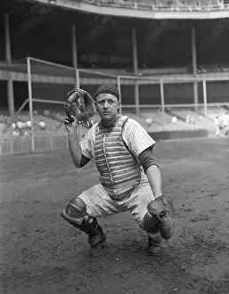 Portrait of Ralph Houk Wearing Catcher Uniform