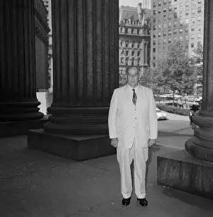 Portrait of Robert Moses Standing Outside New York City Building