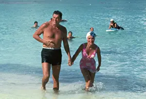 Portrait of Ronald and Nancy Reagan at Beach