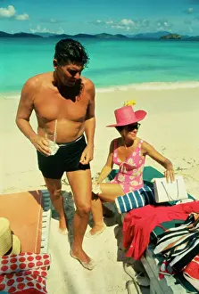 Portrait of Ronald and Nancy Reagan at Beach