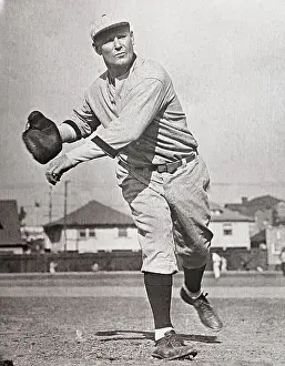 Portrait of Sam Crawford Throwing Ball