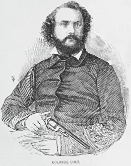 Portrait of Samuel Colt Holding Revolver