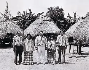 Seminole Prints: Portrait of Seminole Indian Family by Huts