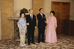 Portrait of South Korean and Japanese Leaders with Their Wives