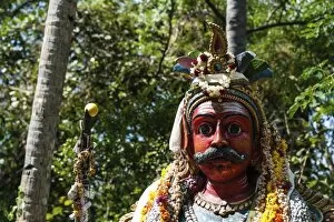 Images Dated 3rd April 2012: Portrait, statue of the god Madurai Veeran, Mandavi, Tamil Nadu, India