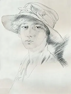 Irish Prints: Portrait Study In Pencil, C20Th Century (1932)