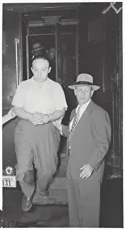 Portrait of Suspect Abraham Brothman Exiting Federal Building