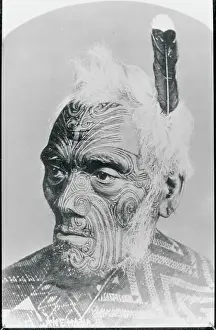 Artisanship Prints: Portrait of Tattooed Maori Chief