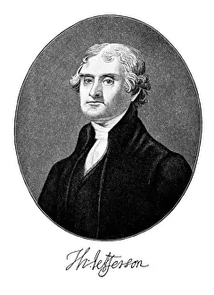 USA President Portrait Prints: Portrait of Thomas Jefferson, third president of the United States (1801 - 1809)