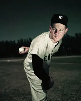 Portrait of Whitey Ford in Pitching Position