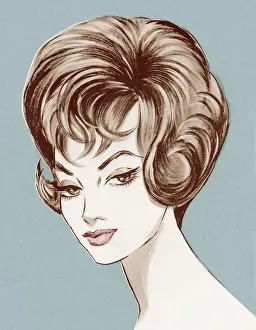 One Pers Prints: Portrait of Woman Blue Background