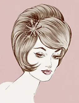 One Pers Prints: Portrait of Woman Pink Background