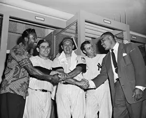 Portrait Yankee Players with Joe Louis and Sugar Ray Robinson