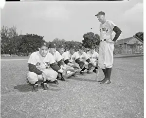 Portrait of Yankees Catchers with Coach