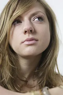 Dark Blonde Prints: Portrait of a young woman with long hair, sensual