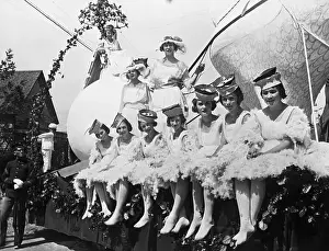 Parade Prints: Portrait of young women on parade trailer