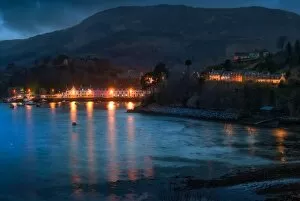 Tourist Resort Gallery: Portree Harbour - Harbor Isle of Skye Scotland by Moonlight Close Up