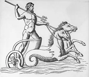 Ancient Greek Prints: Poseidon Riding Horse Creatures