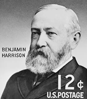 Benjamin Harrison Prints: Postage Stamp Depicting Benjamin Harrison