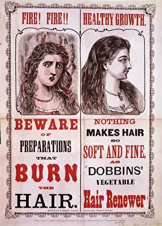 Color Woodcut Prints: Poster For Dobbins Hair Renewer
