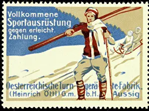 Skiers Prints: Poster stamp Austrian gymnastics equipment factory