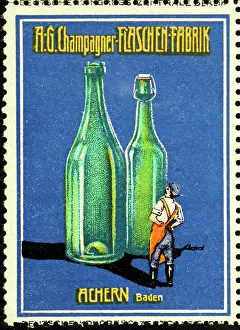 Poster stamp Champagne bottle factory