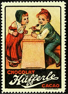 Children Prints: Poster stamp Chocolat Küfferle Cacao