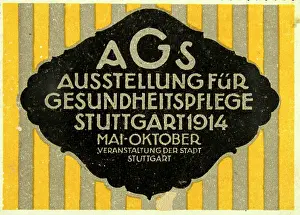 Exhibitions Prints: Poster stamp Exhibition for health care Stuttgart 1914