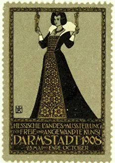 Exhibitions Prints: Poster stamp Hessian state exhibition Darmstadt 1908