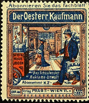 Periodicals Prints: Poster stamp journal Der Oesterreichischer Kaufmann