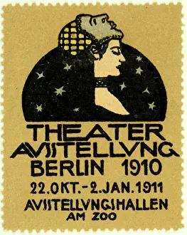 Exhibitions Prints: Poster stamp Theater Exhibition Berlin 1910