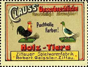 Toys Prints: Poster stamp Zittau toy factory Robert Geissler
