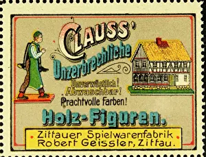 Toys Prints: Poster stamp Zittau toy factory Robert Geissler