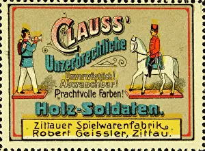 Toys Prints: Poster stamp Zittau toy factory Robert Geissler