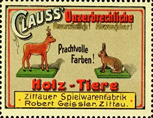 Toys Prints: Poster stamp Zittau toy factory Robert Geissler