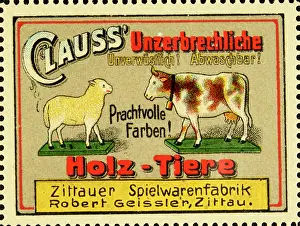 Toys Prints: Poster stamp Zittau toy factory Robert Geissler
