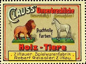 Toys Prints: Poster stamp Zittau toy factory Robert Geissler